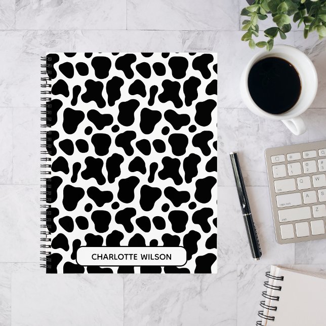 Cuaderno Patrón de impresión en vaca blanco y negro monogra (Subido por el creador)