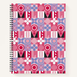 Cuaderno patrón de impresión geométrica retro