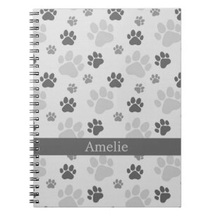 Cuaderno Patrón de impresión Gris Cat Paw