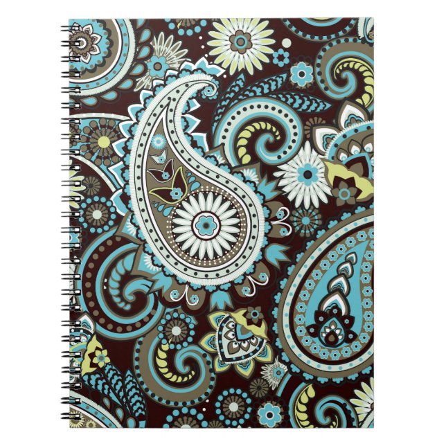 Cuaderno Patrón de infiltración de madera de Paisley Orient (Frente)