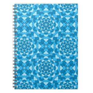 Cuaderno Patrón de infiltración geométrica floral azul turq