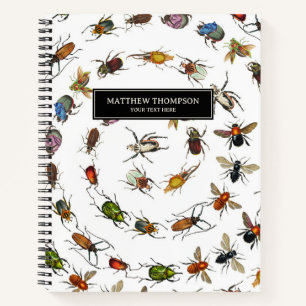 Cuaderno Patrón de insectos y bichos de época