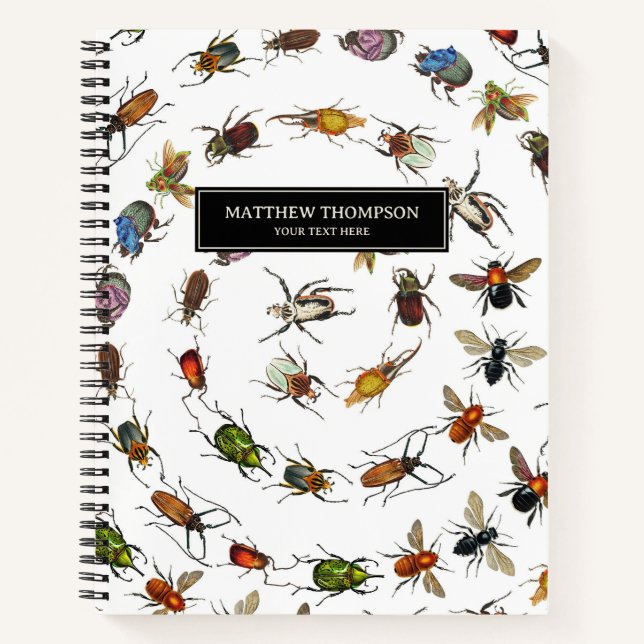 Cuaderno Patrón de insectos y bichos de época (Anverso)