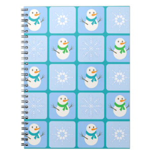Cuaderno Patrón de invierno de snowman y copos de nieve