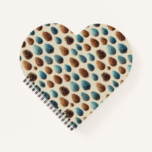 Cuaderno Patrón de invierno Pinecone azul y marrón