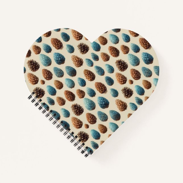 Cuaderno Patrón de invierno Pinecone azul y marrón (Anverso)