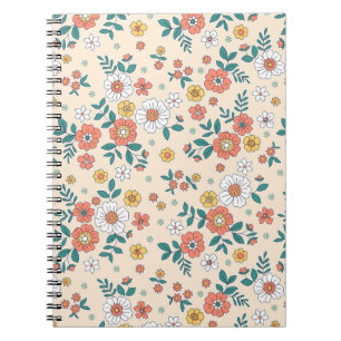 Cuaderno Patrón de jardín de flores de coral
