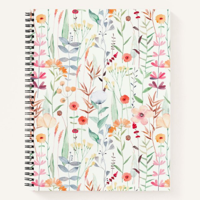 Cuaderno Patrón de jardín de flores de Pastel (Anverso)