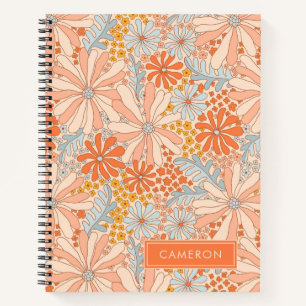 Cuaderno Patrón de jardín de flores retro