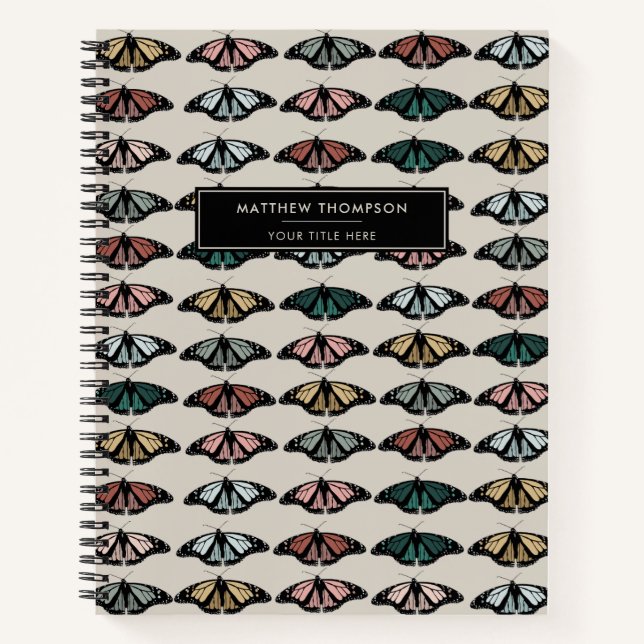 Cuaderno Patrón de jardín de las mariposas neutrales modern (Anverso)
