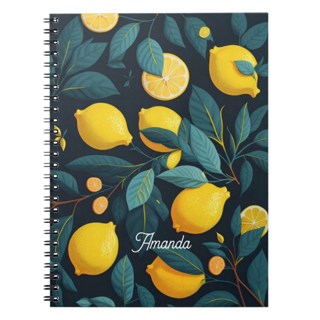 Cuaderno Patrón de jardín de limón. Cocitos tropicales amar (Frente)