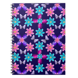 Cuaderno Patrón de jardín de mariposas pastel   Cottagecore