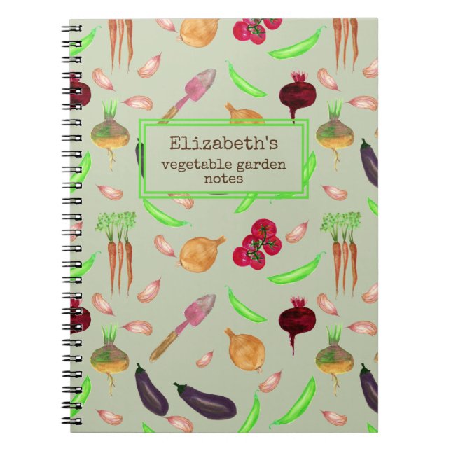 Cuaderno patrón de jardín de verduras personalizado (Frente)