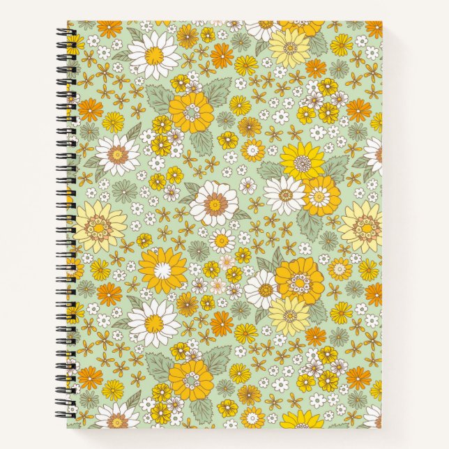 Cuaderno Patrón de jardín floral amarillo (Anverso)