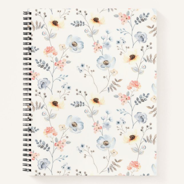 Cuaderno Patrón de jardín floral de la amapola (Anverso)