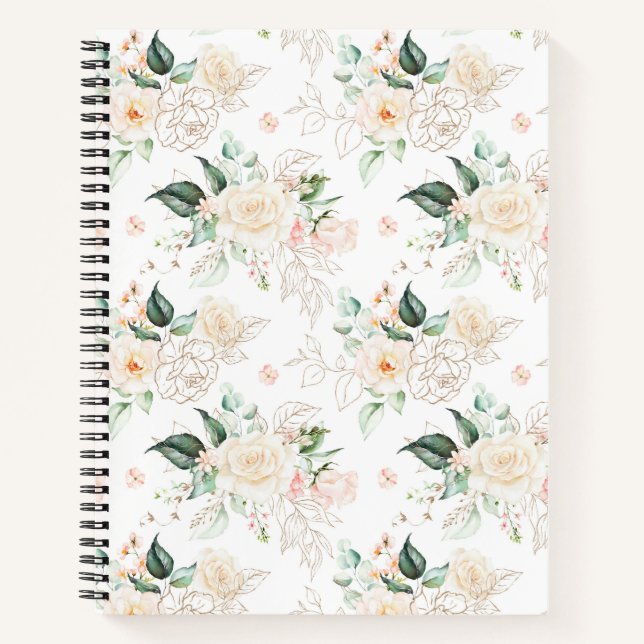 Cuaderno Patrón de jardín floral Rosa (Anverso)