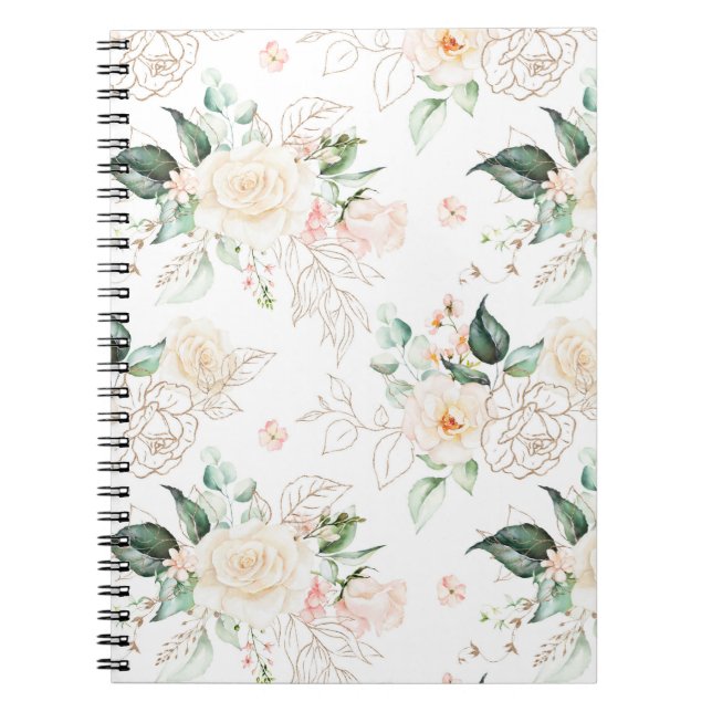 Cuaderno Patrón de jardín floral Rosa (Frente)