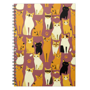Cuaderno Patrón de jengibre, gatos negros y blancos