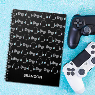 Cuaderno Patrón de juego personalizado Cool Gamer Negro
