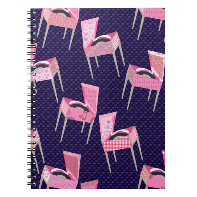 Cuaderno Patrón de jugador de récord Wild Fun Pink Fifties (Frente)
