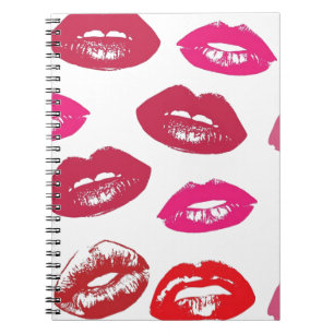Cuaderno Patrón de Kisses de tendencia luscos labios rosado