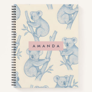 Cuaderno Patrón de Koala Acogedor Personalizado