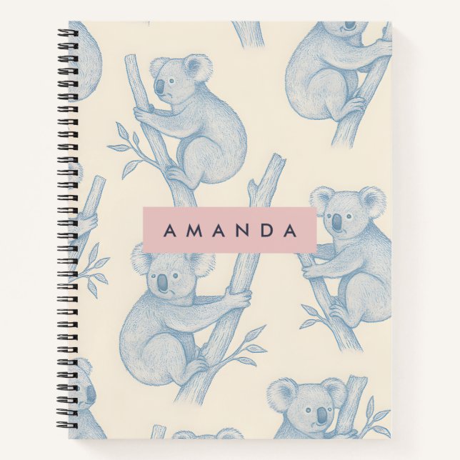 Cuaderno Patrón de Koala Acogedor Personalizado (Anverso)