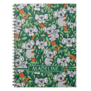 Cuaderno Patrón de Koala Cuta Personaliza el Verde Cazador