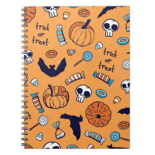Cuaderno Patrón de la calabaza de calabaza de calavera sin