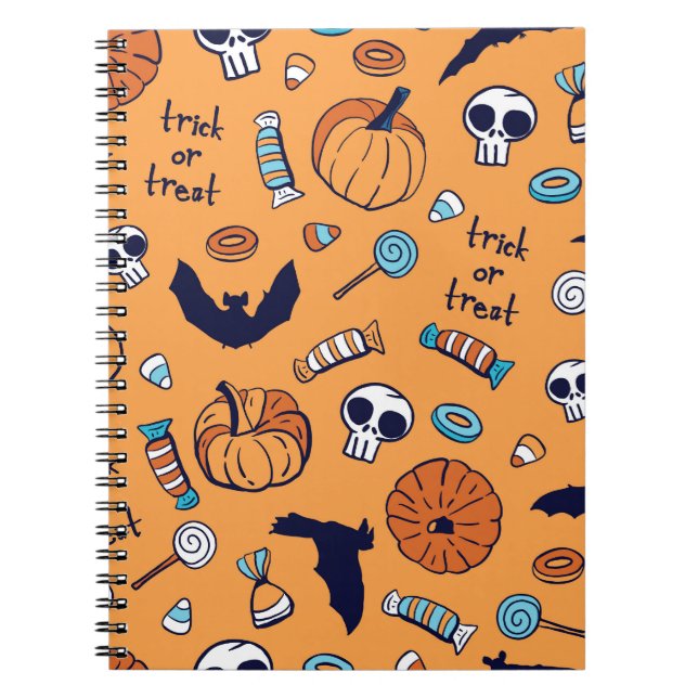 Cuaderno Patrón de la calabaza de calabaza de calavera sin  (Frente)