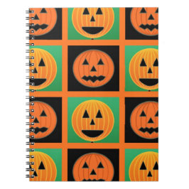 Cuaderno Patrón de la cara de calabaza de Halloween