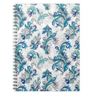 Cuaderno Patrón de la cosecha del Doodle de color floral.