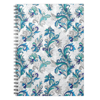 Cuaderno Patrón de la cosecha del Doodle de color floral.