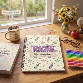 Cuaderno Patrón de la escuela de crayones de la maestra lin