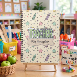 Cuaderno Patrón de la escuela de crayones de la maestra lin