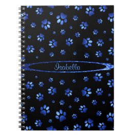 Cuaderno Patrón de la garra de perro purpurina azul Monogra