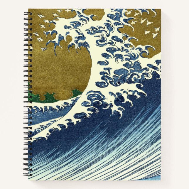 Cuaderno Patrón de la Gran Ola de Hokusai: Arte Ukiyo-e Jap (Anverso)