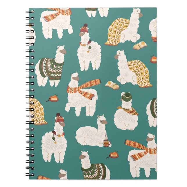 Cuaderno Patrón de la montaña Llama Sweater Seamless. (Frente)