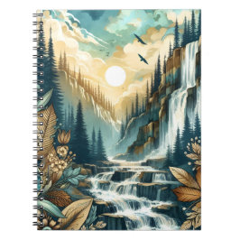 Cuaderno Patrón de la naturaleza del Boho de la cascada de 
