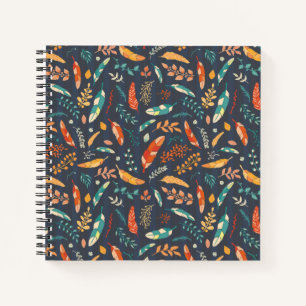 Cuaderno Patrón de la pluma hippie Boho