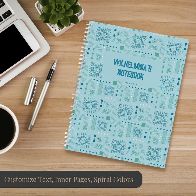 Cuaderno Patrón de la tarjeta de circuitos azul y Verde azu (Subido por el creador)