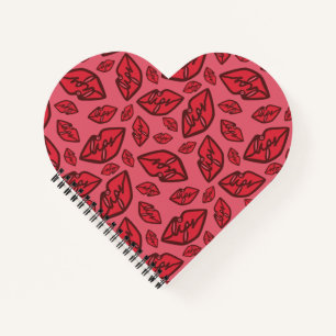 Cuaderno Patrón de labios graciosos y rosas