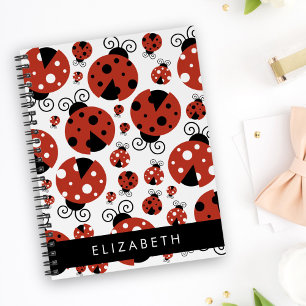 Cuaderno Patrón de Ladybugs, Ladybugs Rojos, Tu Nombre