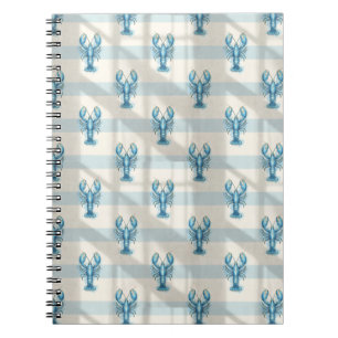 Cuaderno Patrón de Langosta Acuarela Azul sobre Raya Coster