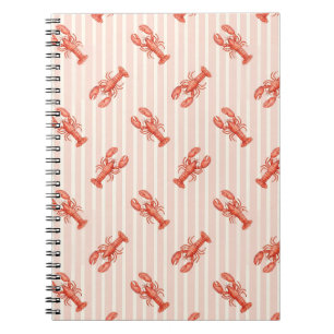 Cuaderno Patrón de langosta acuarela sobre rayas suaves de