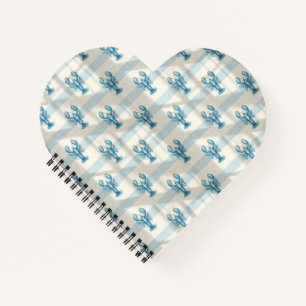 Cuaderno Patrón de langosta de acuarela azul sobre raya cos