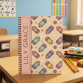 Cuaderno Patrón de lápiz de dibujos animados de regreso a l