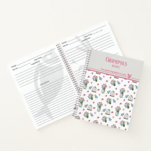 Cuaderno Patrón de las recetas de las abuelas rosadas