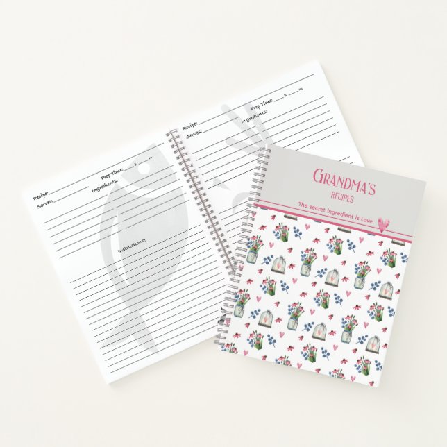 Cuaderno Patrón de las recetas de las abuelas rosadas (Interior)