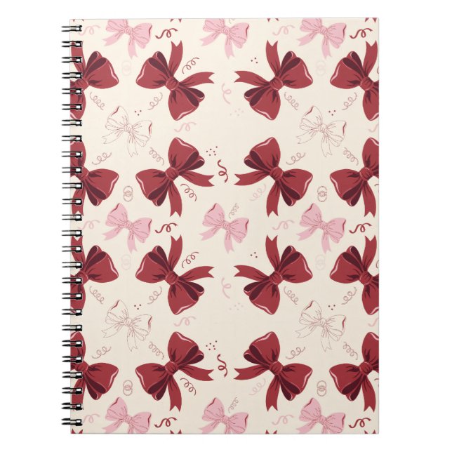 Cuaderno Patrón de lazo coquette de Borgoña (Frente)